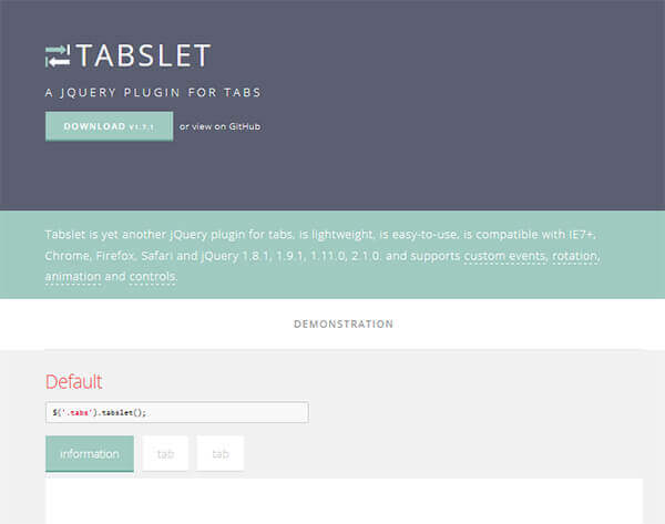 Tabslet - 15 flashy jQuery plugins